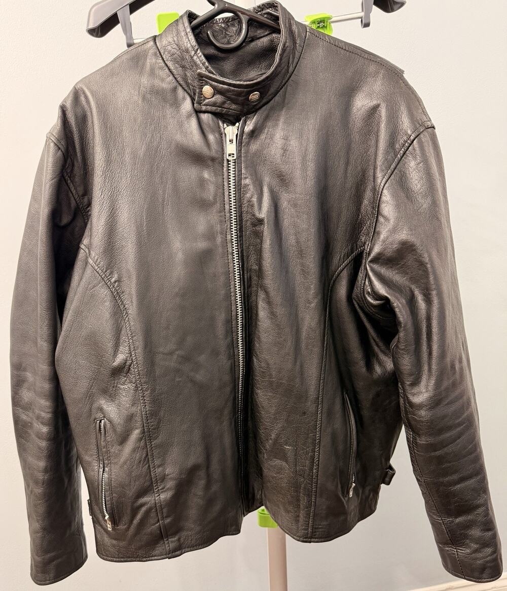 Interstate Leather Harley Davidson Patch Leather Motorcycle Jacket Black XXL